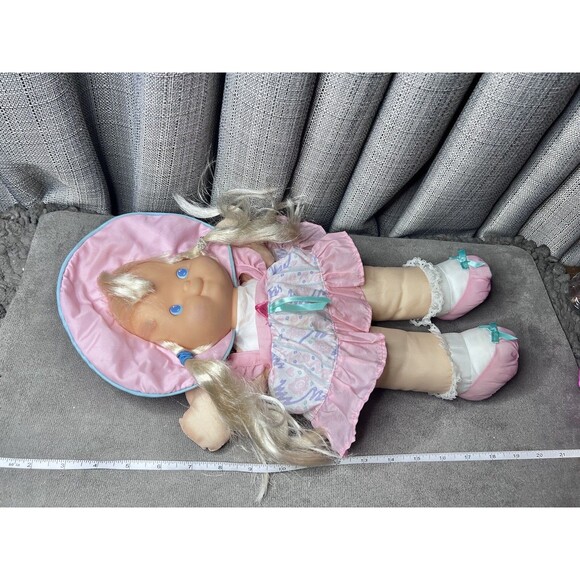 Fisher Price Puffalump Nylon Kids Doll Blonde Blue Eyes Braids Dress 19 Inch - Picture 7 of 11